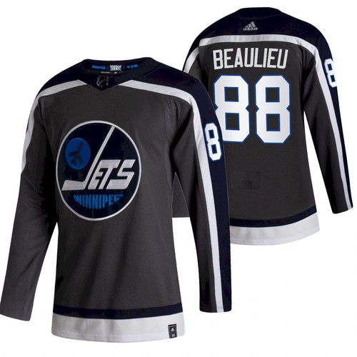 Men Winnipeg Jets #88 Beaulieu Black NHL 2021 Reverse Retro jersey->customized nhl jersey->Custom Jersey